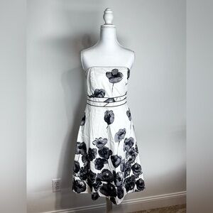 Romy Strapless Black and White Floral Dress